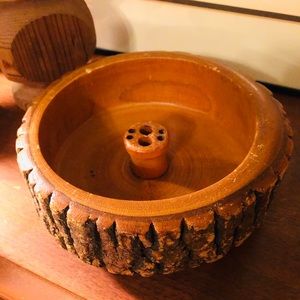 Vintage real wood nut cracker bowl - MCM